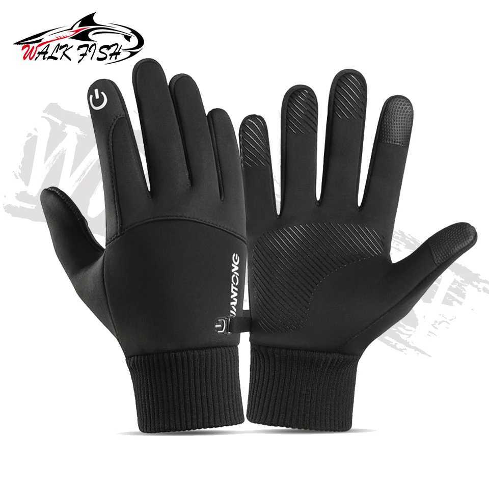WALK FISH Fleece Fishing Gloves Nonslip Thermal Touch Screen Windproof Waterproof Men Running Skiing Bicycle Motorcycle Gloves Z250925