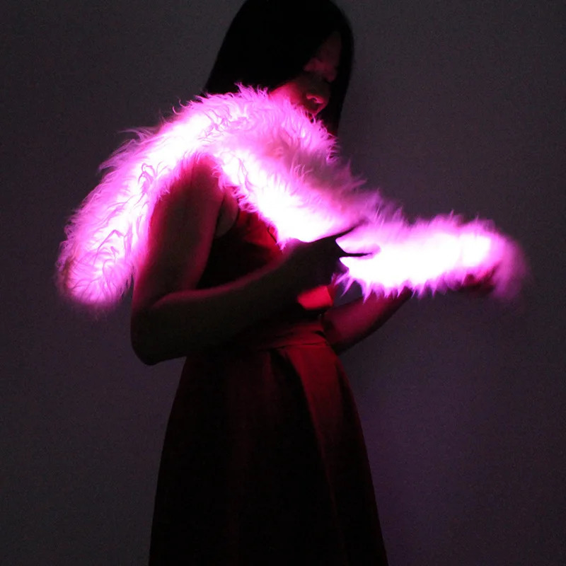 Led Flash Scarf Men Women Carnival Party Christmas Luminous Lighting Faux Fur Plush Scarves Neck Warmer 250929
