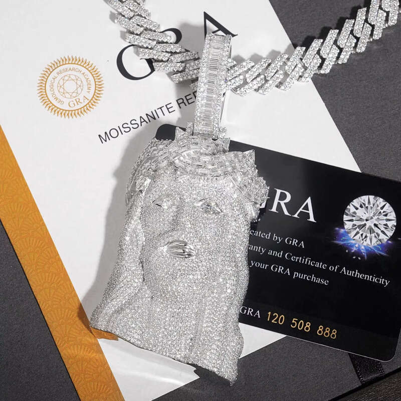 Jesus Pendant with Sier Threadable 10mm Cuban Chain Product Type Moissanite Pendants Charms