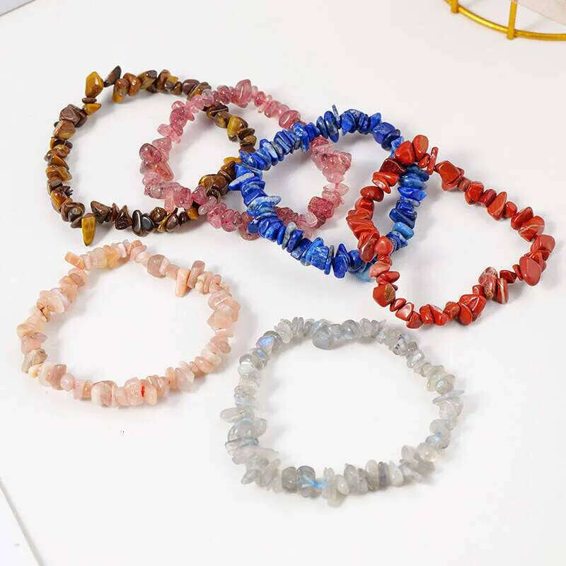 Natural Crystal Chip Stone Stretch Bracelet