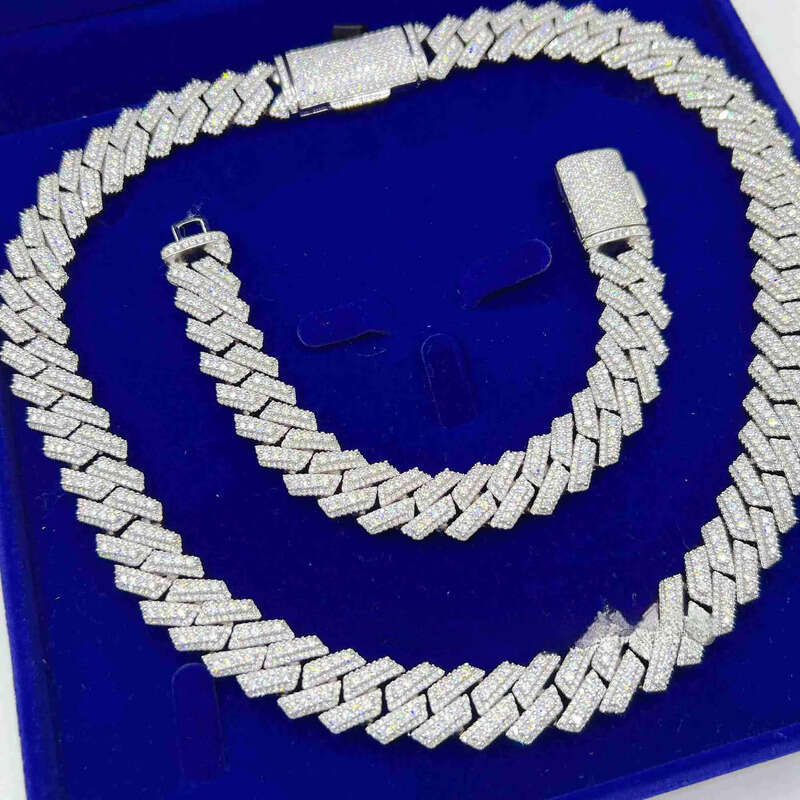 15mm Fashion Pass Tester Vvs Moissanite Dia Hip Hop Iced Out Jewelry Cuban Link Chain
