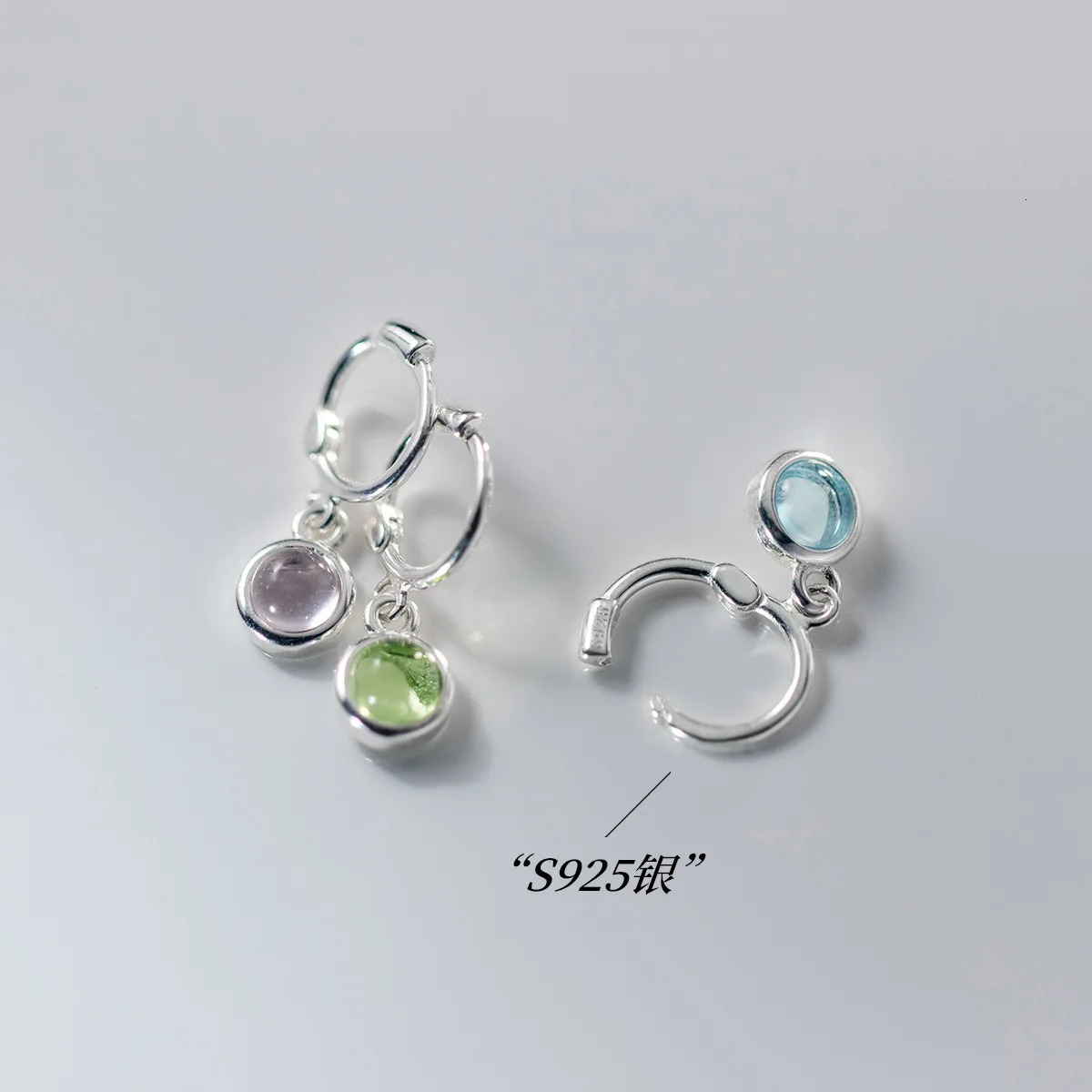 LAVIFAM 925 Sterling Silver Small Hoop Earrings Ear Buckle Round Synthetic Crystal For Women Female Girls Lady Sweet Jewelry 250930