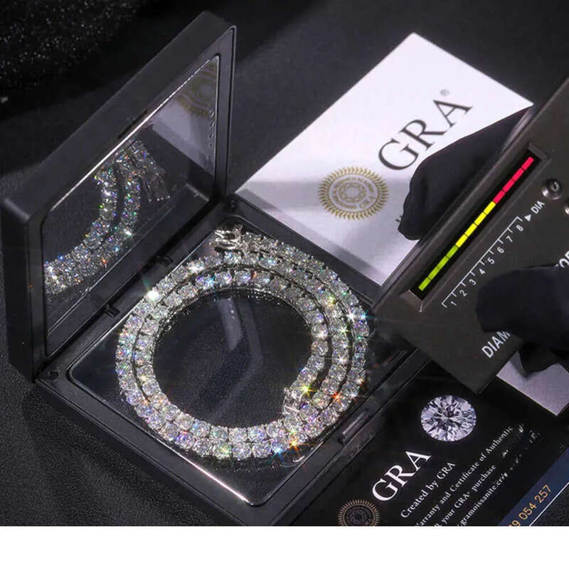 Bracelet necklace hip-hop tennis Sterling Sier VVS Moissanite Dia Cluster Iced Out Cuban Chain for Men Women