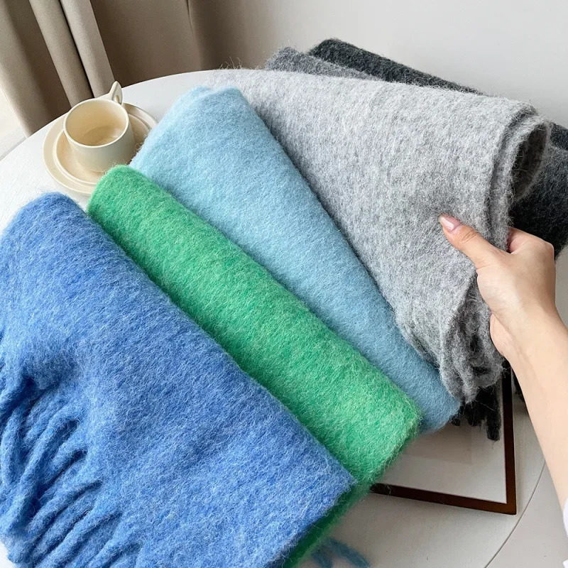 Pink Scarf Lady Autumn Winter Solid Simple Muffler Women Men Wool Blend Versatile Multicolor Soft Thermal Shawl Female Male 250930