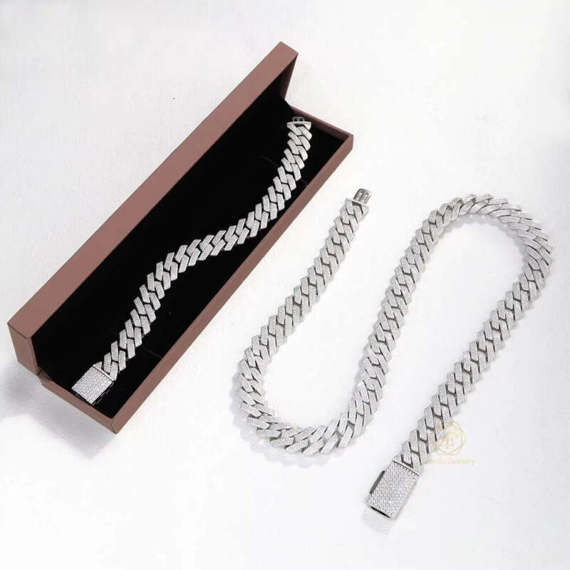 Wholesale 15mm 3rows Vvs Moissanite Link Bracelet Men S Fast Delivery Hip Hop Style Iced Out Dia Cuban Chain