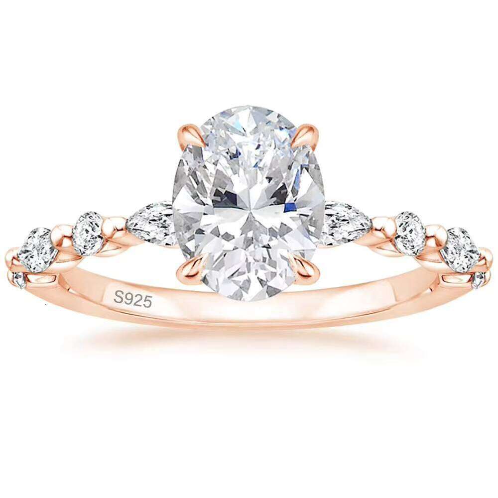 OAHLAN Women's Sterling Silver Engagement Oval Cut VVS Moissanite Ring Ring Solitaire Halo Promise Jewelry Boutique Ring