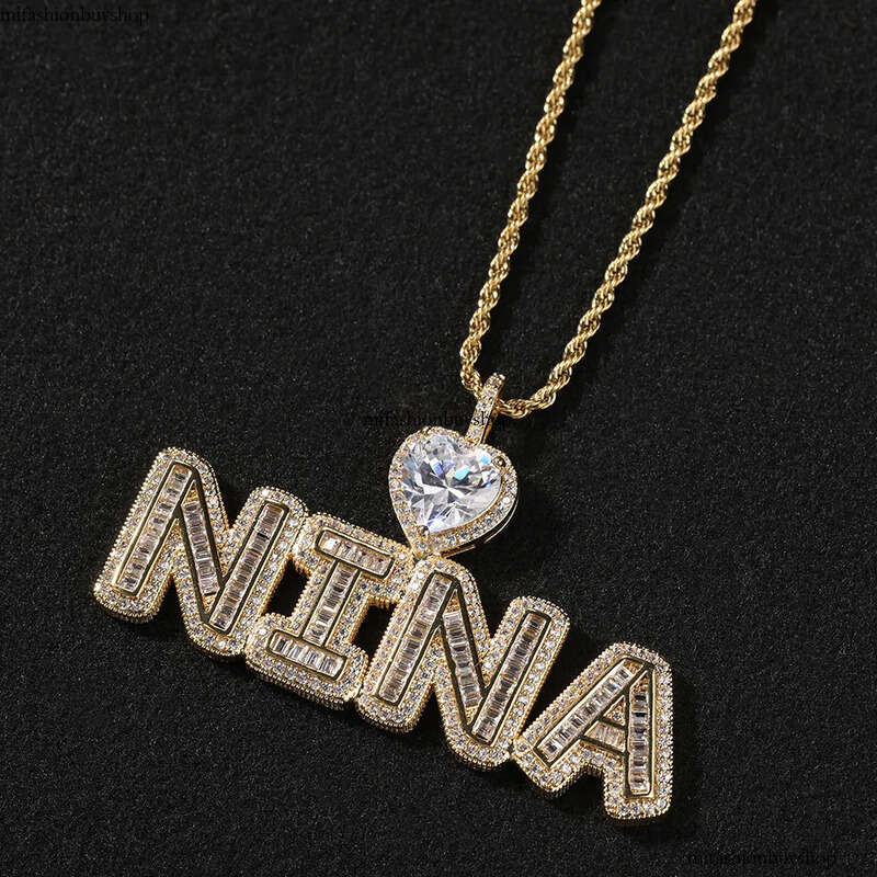 DIY Custom A-Z Name Letters Pendant Necklace 5A T Zircon Women Men Jewelry Gift