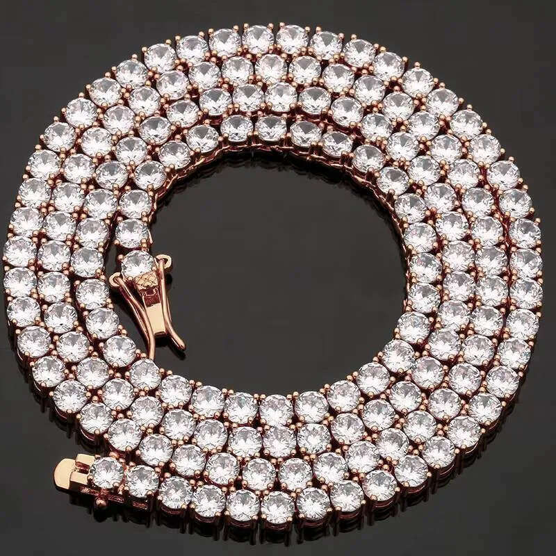 Factory Direct Sales 10K Solid Gold Plated VVS Moissanite CZ Chain 3mm Necklace for Men Women Fine Jewelry
