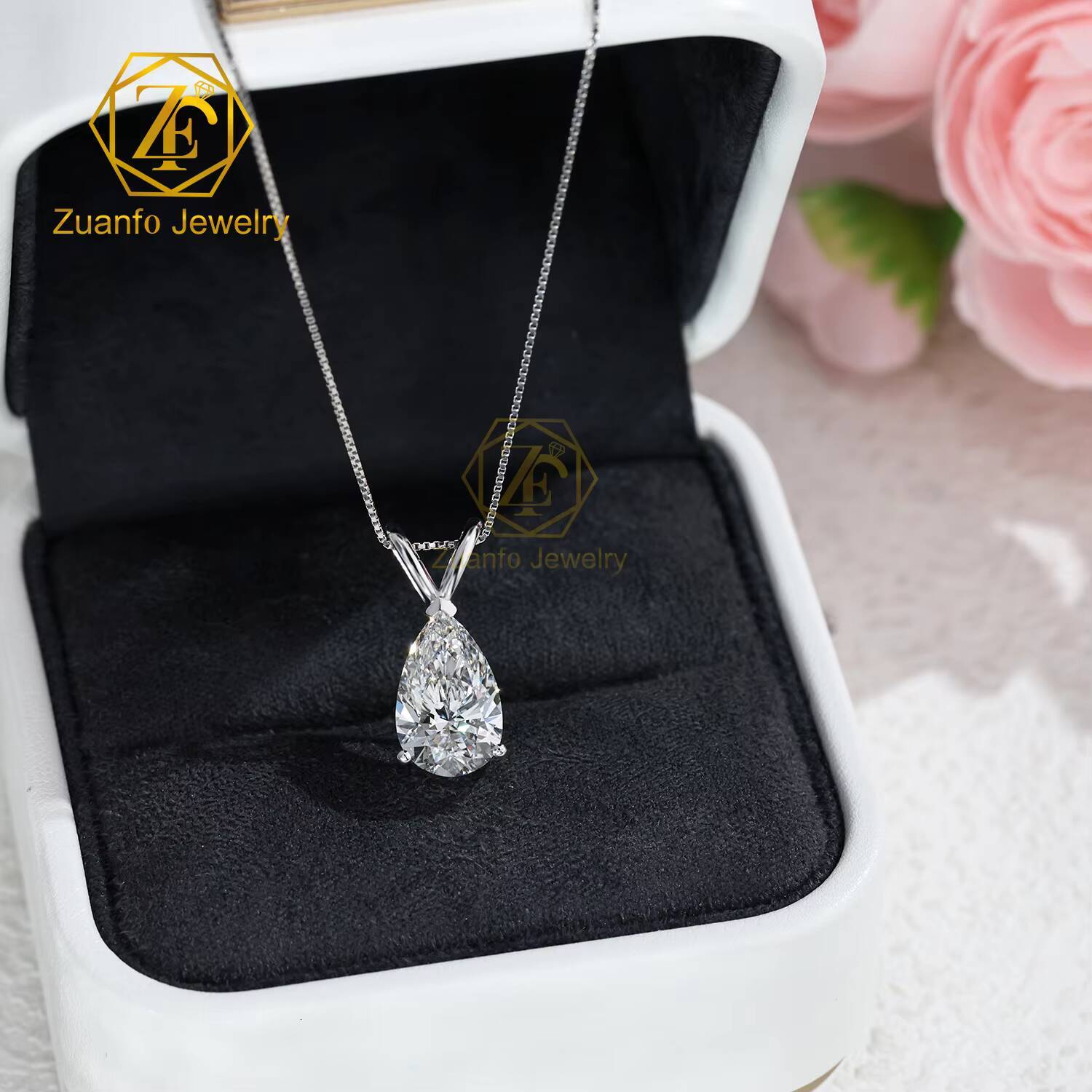 CVD Lab Grown Diamond Pendant Necklace IGI Pear Cut 925 Sterling Silver 9K 10K 14K 18K Real Gold Fine Jewelry with Certificate