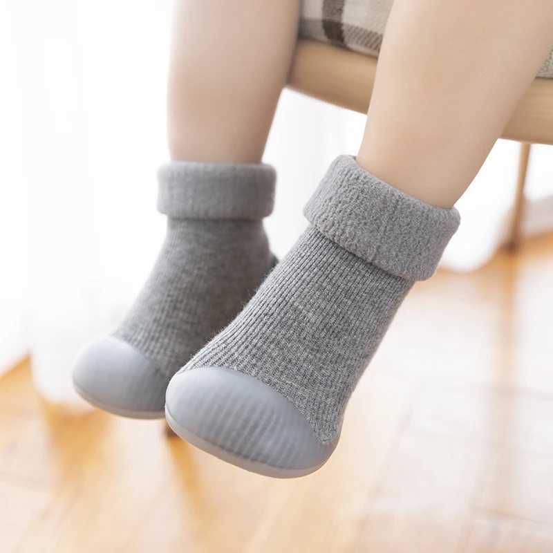 Baby Winter Warm Fluffy Long Sock Shoes Toddler Boys Girls Soft Rubber First Walkers 6M3T Children Indoor Antislip Floor ShoesJ250930