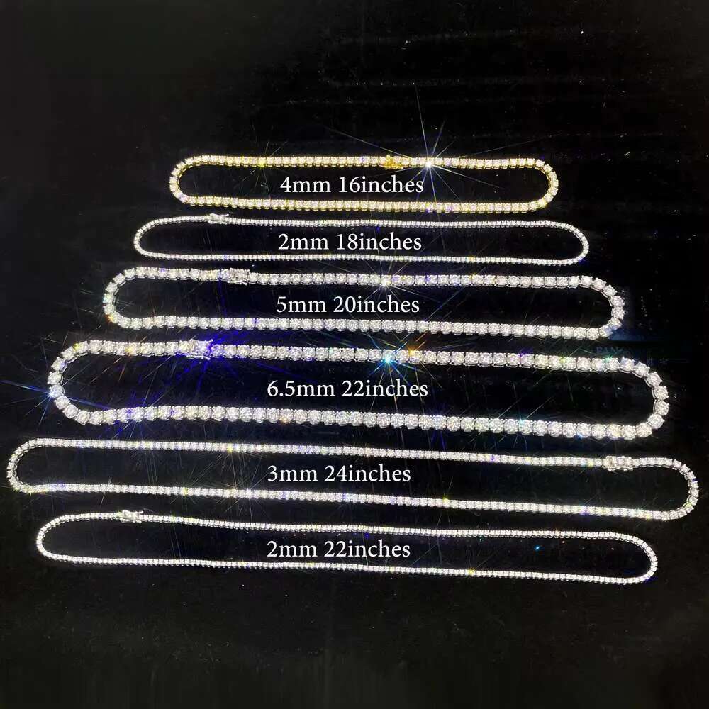 Fast Delivery High Quality Tennis Chain 2mm 3mm 4mm 5mm 6.5mm Shining Brightly D VVS Moissanite Women Men Necklace