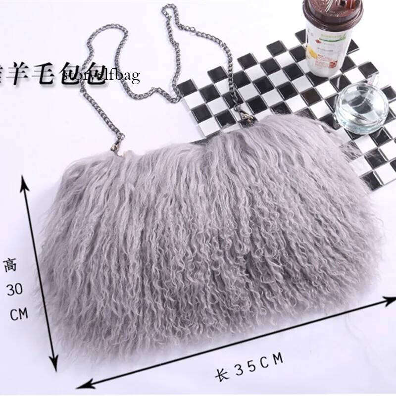 Soft Real Fur wool Chain Shoulder for Women Designer Purses and Handbags Women's Party Clutch Crossbody Bag High Quality