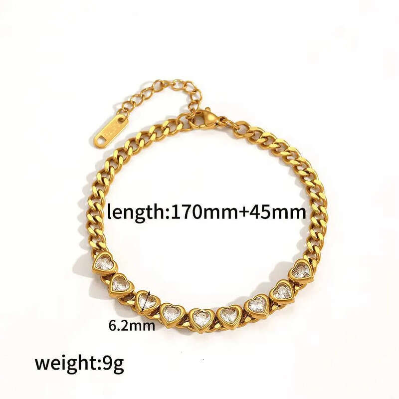 NK Chain Dia-encrusted Stainless Steel a Fashionable and High-end Heart-shaped Bracelet for Women