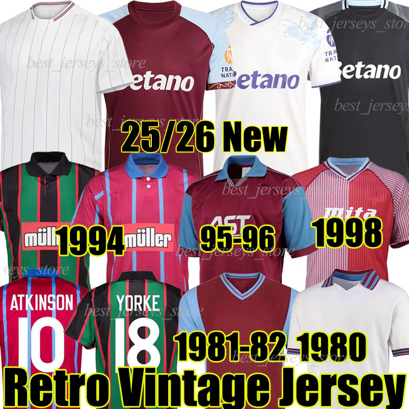 150th Villa Retro Soccer Jerseys 1980 82 88 93 94 95 96 ASTON ELLIOTT ROTTERDAM WATKINS McGINN CASH BUENDIA SANCHO KAMARA 25/26 men kids kits socks sets Football Shirts