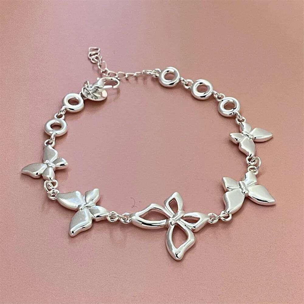 Sterling Sier Charm butterfly Bracelet, for women lady party gift Elegant Party Wedding Engagement Jewelry Gift