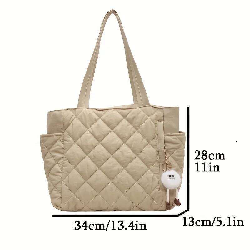 Korean Ins Women's Tote Bags Large Capacity Shoulder Bag Lightweight Soft Nylon Handbag For Daily Shopping Travel