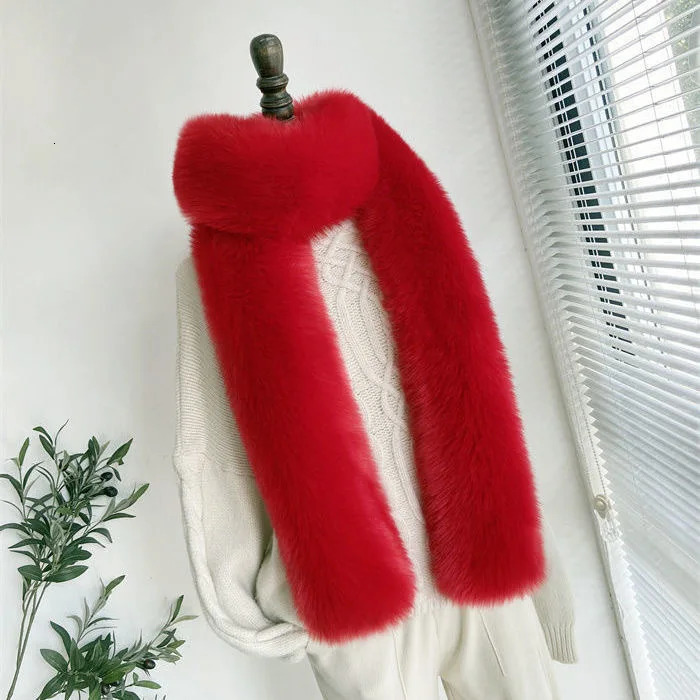 2025 Super Long Faux Fox Fur Scarf Wrap Plush Boa Collar for Women Winter Warm Shawl Necklace Stole Elegant Winter Accessory 250929