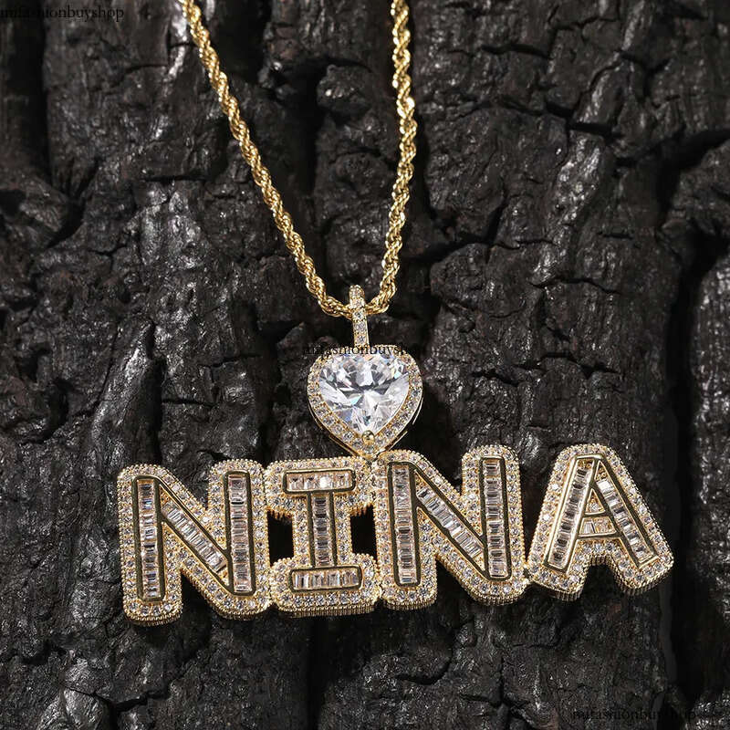 DIY Custom A-Z Name Letters Pendant Necklace 5A T Zircon Women Men Jewelry Gift