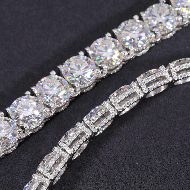 Designer-style high-end necklace2025 Design Iced Out Bracket 10mm Sterling Sier Vvs Moissanite Dia Baguette Buckle Tennis Chain Necklace