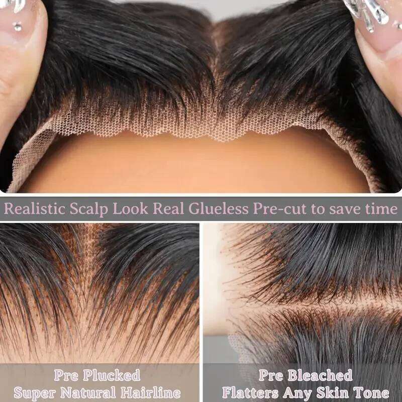 5X5 HD Transparent Lace Front Glueless Closure Human Plucked & Pre Cut 250% No Glue Wig For Natural Straight Hair Xiusiyuan2510