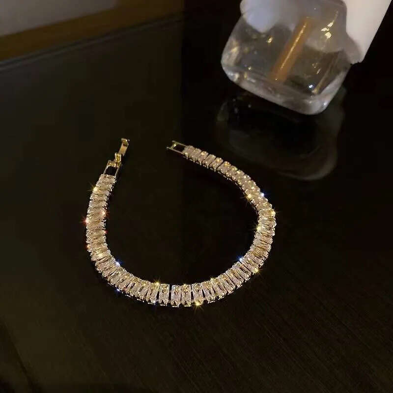 womens new gold tennis dia bracelet with zircon sier plated fashion accessory for gift
