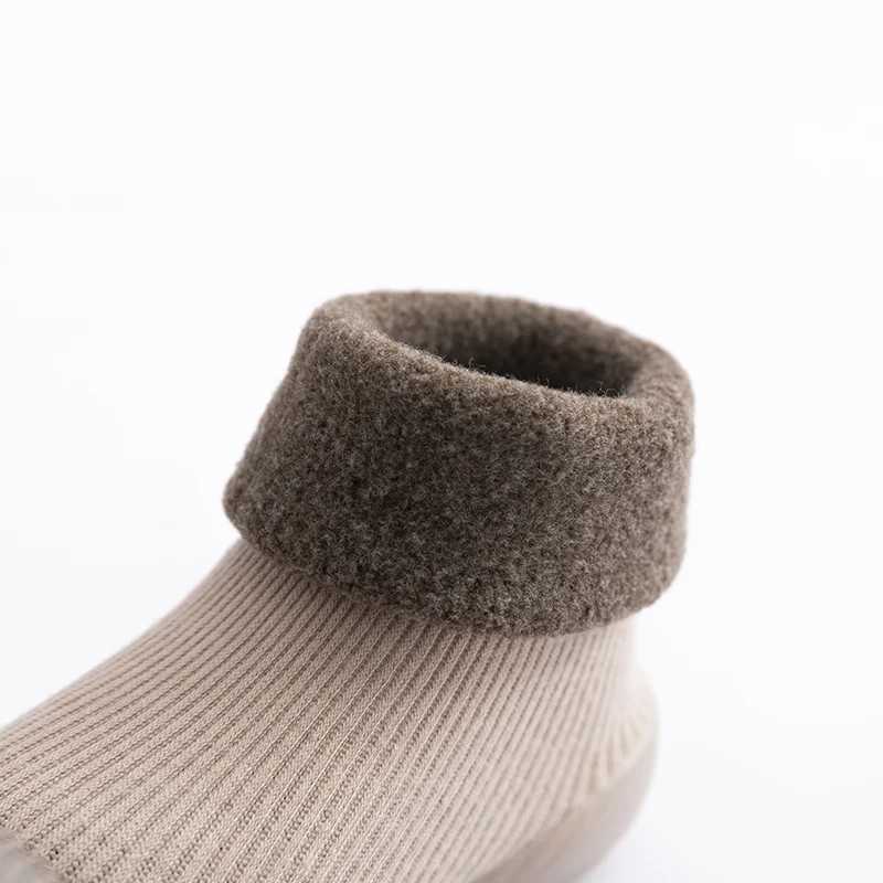 Baby Winter Warm Fluffy Long Sock Shoes Toddler Boys Girls Soft Rubber First Walkers 6M3T Children Indoor Antislip Floor ShoesJ250930