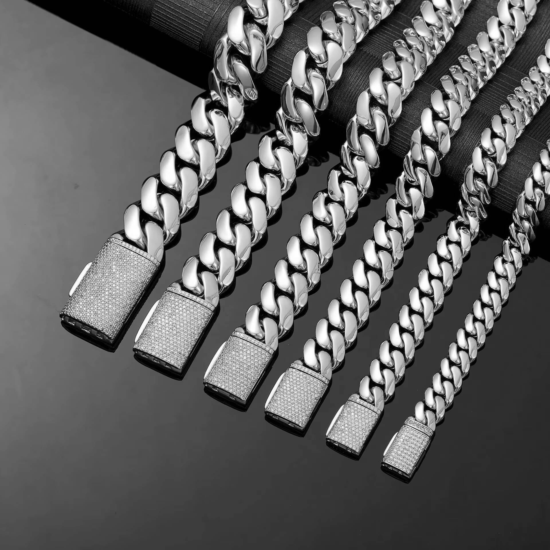 2026 Designer necklace Mens Stainless Steel 8mm 10mm 12mm 14mm 20mm 22mm Cuban Chain Cover Micro Inlaid Fashion Necklaces
