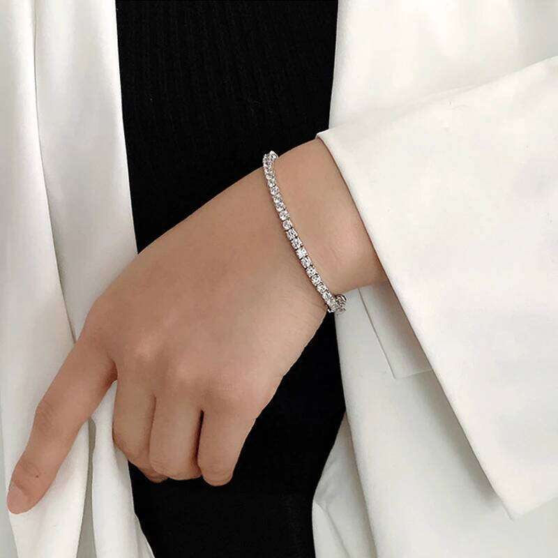 EWYA Sterling Sier Moissanite Bracelet 0.1ct 3mm D VVS1 Dia with GRA for Women Sparkling Wedding Party Fine Jewelry