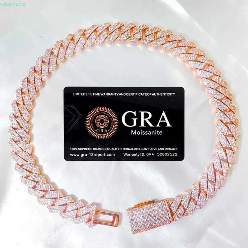 Iced Out Pass Dia Tester Vvs Moissanite Jewelry Necklace Bracelet Women 18mm Cuban k Chain