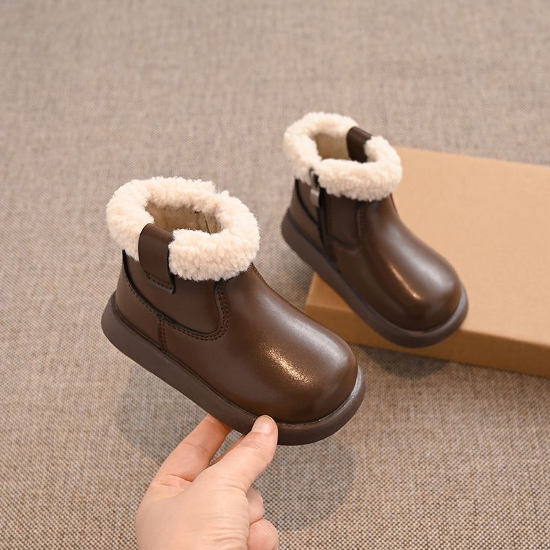 Classic Kids Snow Boots Winter Soft Fluffy Girls Boys Snow Boots Fashion Versatile Warm Kidszworld Children's Causal School Toddler Ankle Boots N