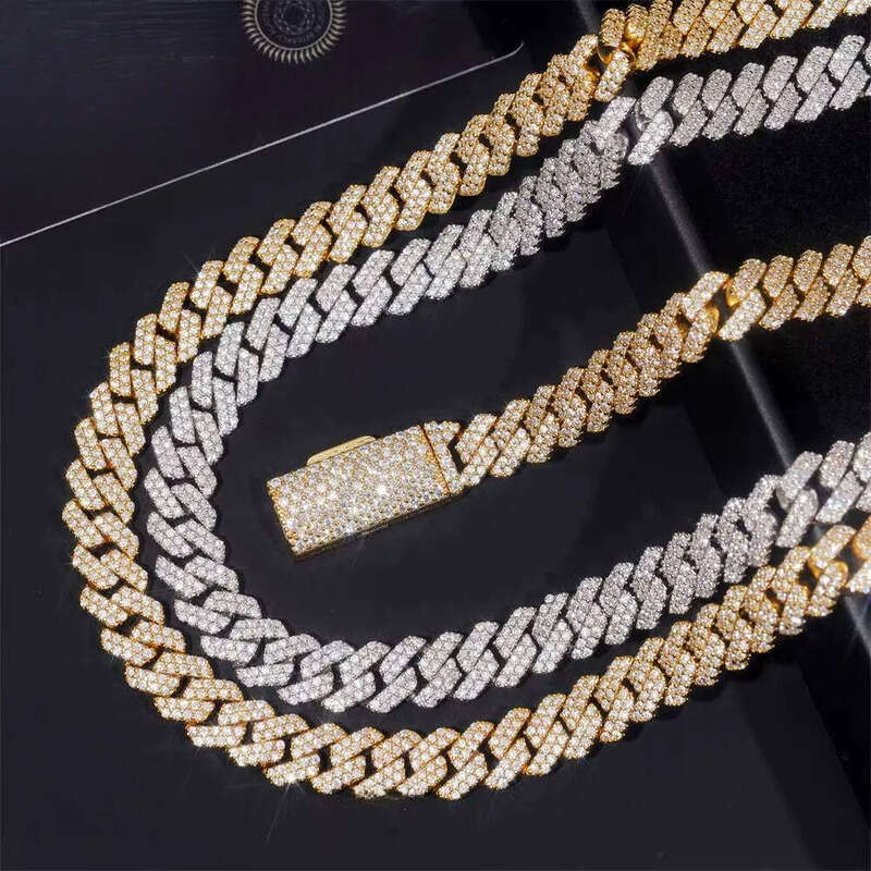 Ready to Ship Classic 8mm Moissanite Hip Hop Jewelry Sier Iced Out Cuban Link Pass Dia Chain