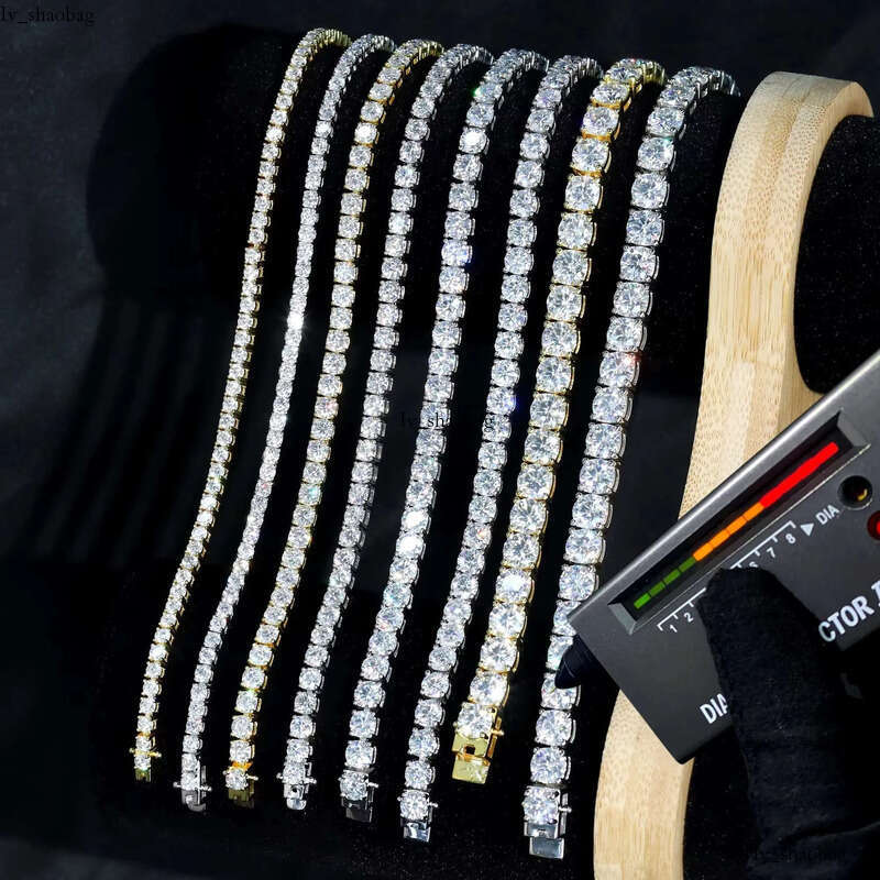 To Ship 2mm 3mm 4mm 5mm 6mm Moissanite Tennis Chain Necklace Men Gold Plated Sterling Sier Fine Jewelry