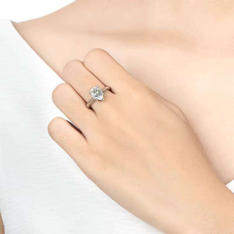 R..Engagement Jewelry S Silver Gold Plated D Grade Water Drop Pear Brilliant Bridal Ring Moxyant