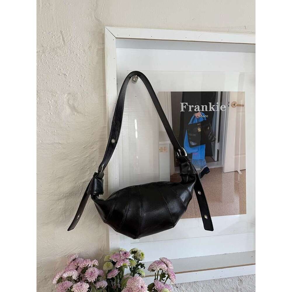 2025 New Niche Croissant Cowhide Dumpling Fashion Single Shoulder Crossbody Baguette Women's Bag