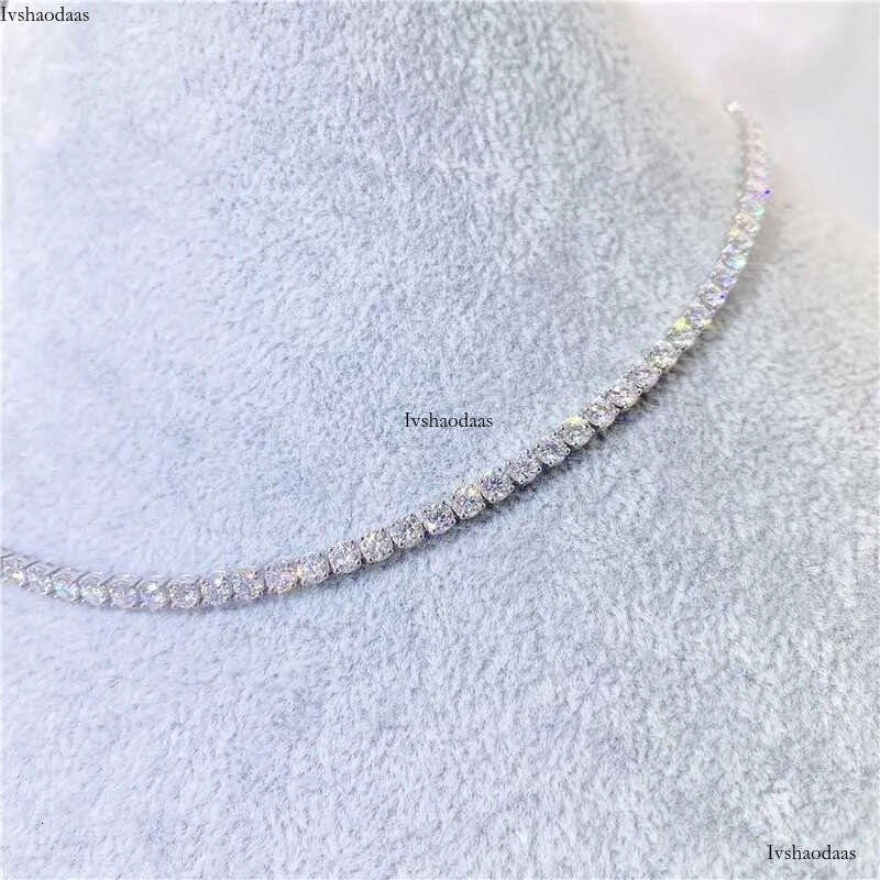 4mm Width Pass Tester Dia Hip Hop Bling Jewelry Sterling Sier Vv Moissanite Tennis Chain Necklace Bracelet