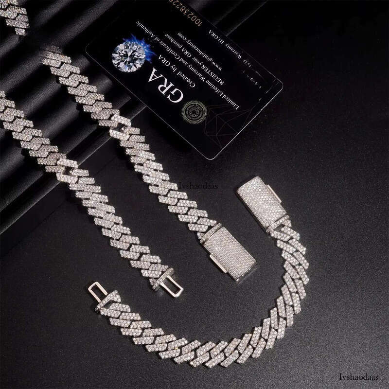 Pass Dia Tester Hip Hop Jewelry Iced Out Necklace VVS Moissanite Sier Cuban Link Chain