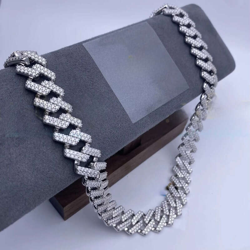 Fine Jewelry Moissanite Vvs1 d Color Cuban Link Chain Real Necklace Hip Hop Pass Dia Test Iced Out