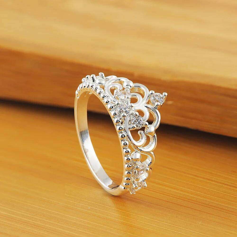 charm Sterling sier Rings For women crystal Crown size 7 8 Fashion party Christmas Gifts engagement wedding Jewelry Fine