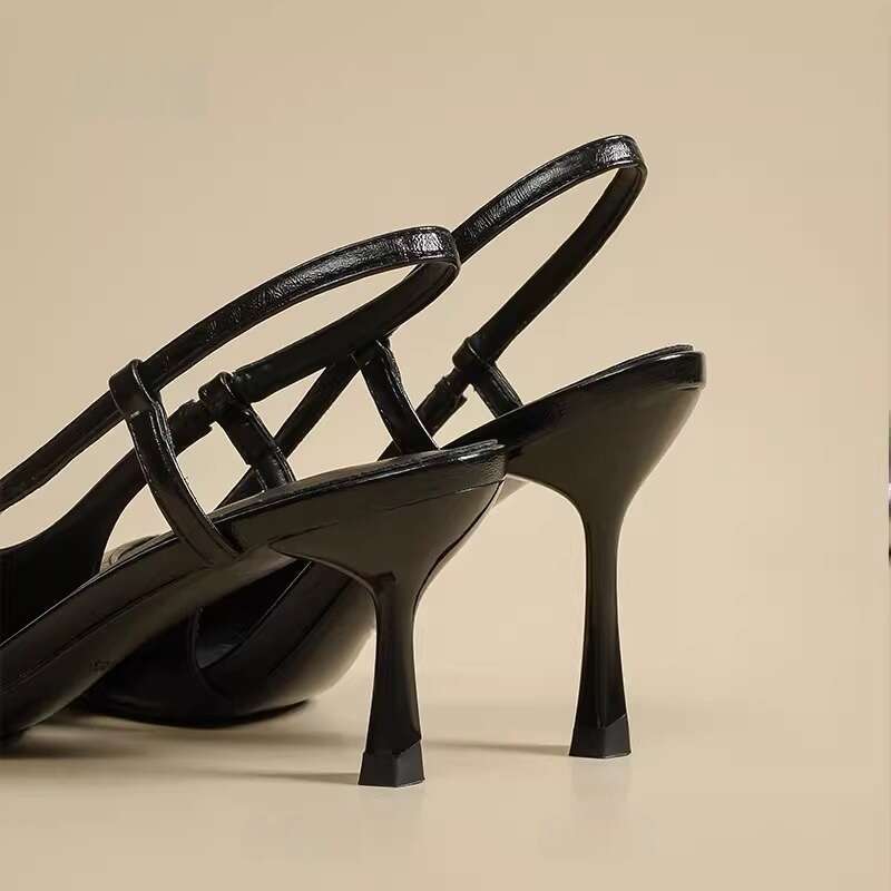 Silver Sandals for Women Designer Shoe 2025 New French Style heelegant High-end Closed Toe Backless Dress Shoes with Thin High heels