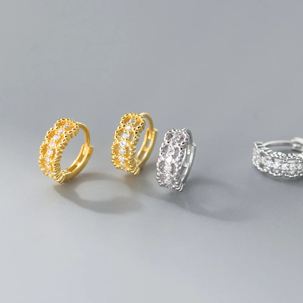 INZATT Real 925 Sterling Silver Lace Zircon Flower 18K Gold Hoop Earrings For Women Cute Fine Jewelry Light Accessories 250930