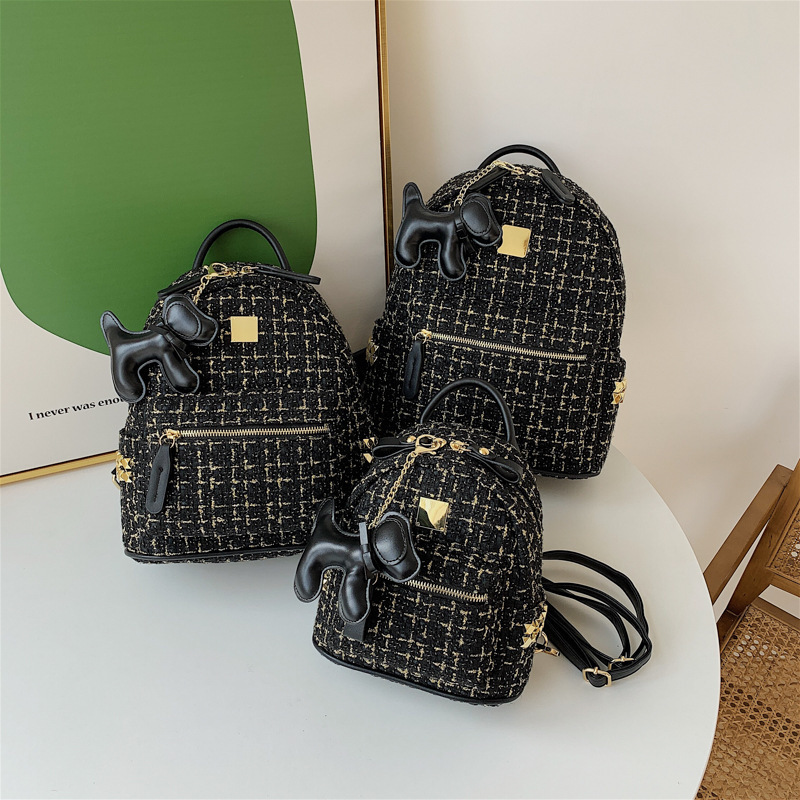 Designer bags autumn and winter woolen backpack 2023 new fashion French texture foreign style women's travel small backpack free pendant