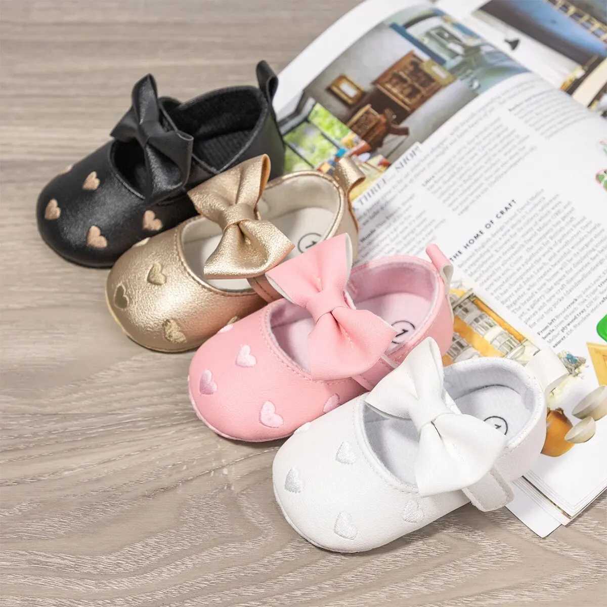 Meckior Baby Shoes Classic Dress Cute Bowknot Heart Antislip Soft Sole First Walkers Infant Baby Girls Toddler Shoes 018mJ250930