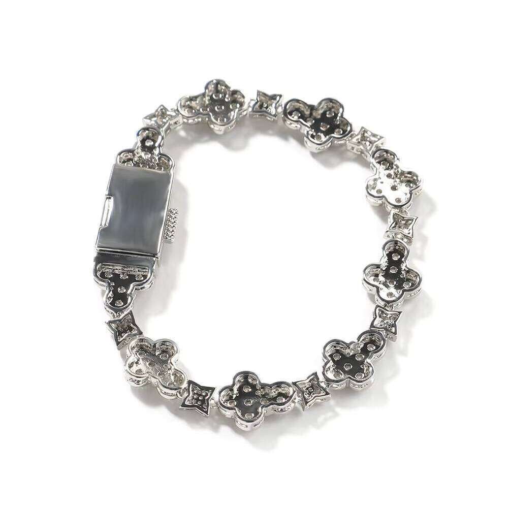 Hip-Hop Iced Out Cross Chain Link Bracelet Flower moissanite chainia Necklace for Women and Men