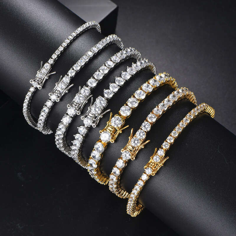 TennisChain Jewelry 2-6MM Tennis Chain Fashion Men and Women Hip-Hop Zircon Bracelet High-End Feel