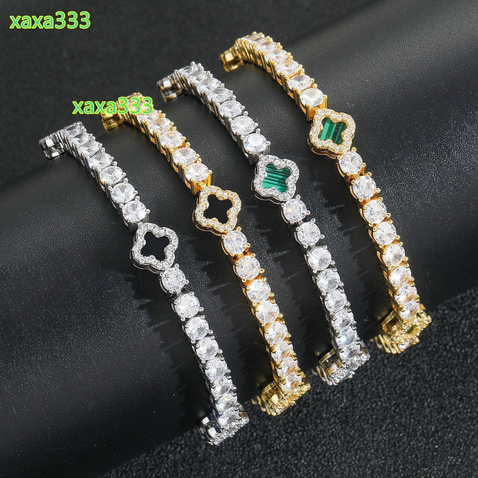 European American Style HighEnd Tennis Chain Bracelet Exquisite Fourleaf Clover Inlaid Diamond Fashion Beaded Bracelets