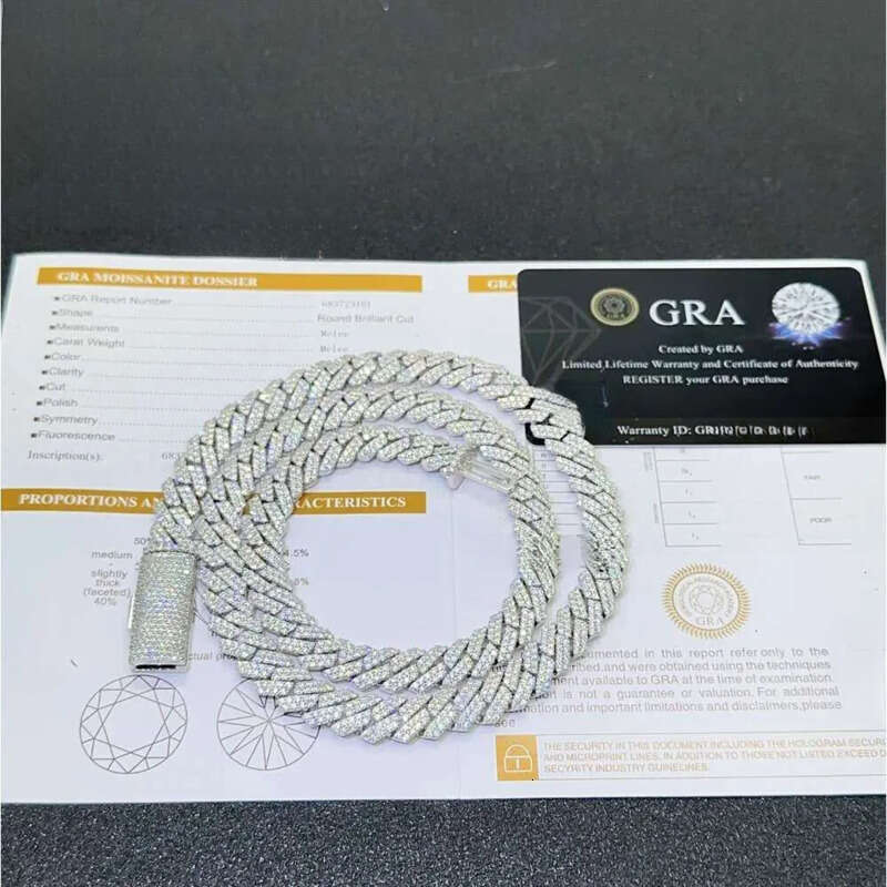 pendant necklaces designer for men Fine jewelry pass dia tester iced out Miami necklace Sterg Sier 13mm cuban k chain moissanite