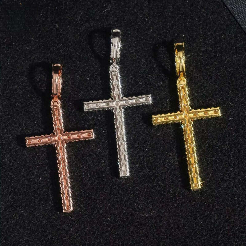 Read Shipping Hip Hop Jewelry Vvs Sier Moissanite Iced Out Cross Pendant With Chain