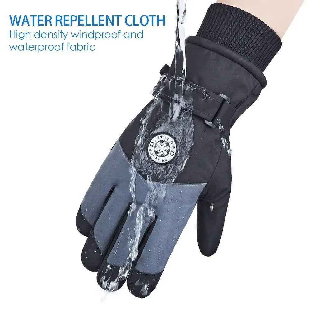 Winter Unisex Snowboard Ski Gloves PU Leather Nonslip Touch Screen Waterproof Motorcycle Cycling Fleece Warm Snow Gloves Z250925
