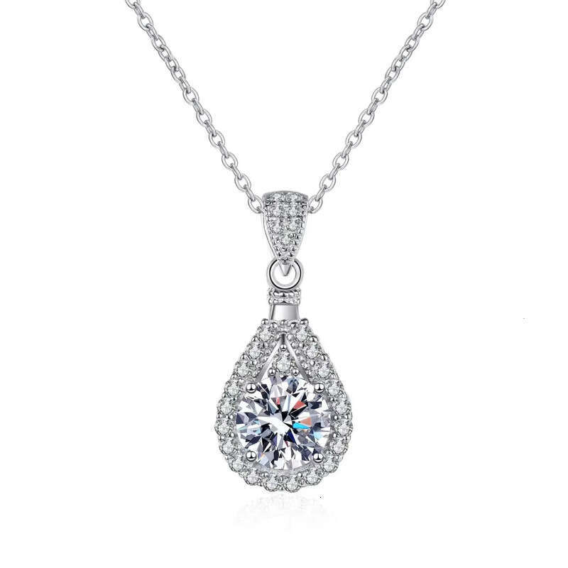 Necklace for Women Real Solid White Gold VVS1 D Clarity Lab Grown Dia Eternity Fine Jewelry