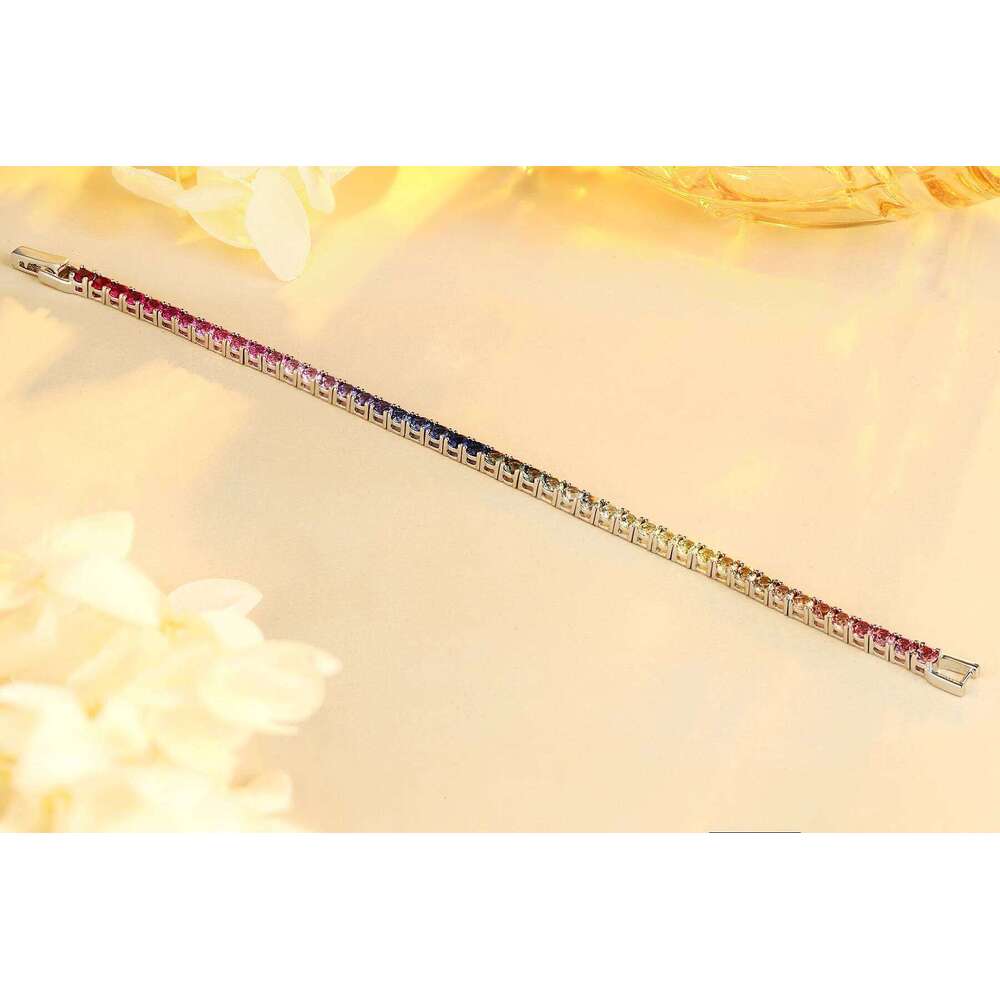 Anster Gradient Rainbow 3.0mm Round Shape Tennis Bracelet S Unisex Fashion Jewelry Lab Grown Color Sapphires Custom